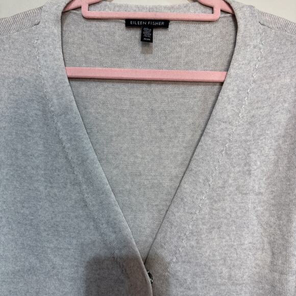 Eileen Fisher Merino Wool V-Neck Long Cardigan Pearl Sz M - Picture 14 of 15